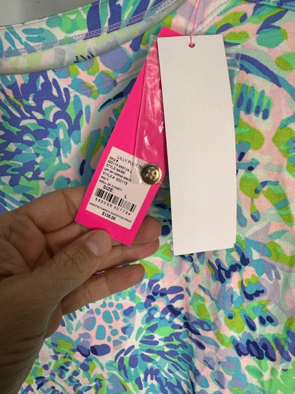 Lilly Pulitzer Multicolor Floral Shift Dress - Blue Green Pink Large NYT - Picture 6 of 7